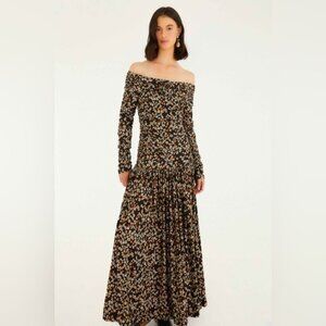 Farm Rio: Black Tiny Flowers Long SleeveMaxi Dress